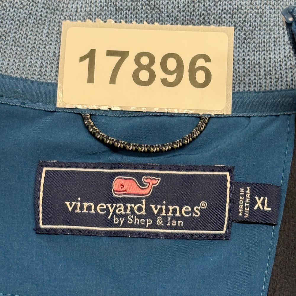 Vineyard Vines Mountain Sweater Men XL Blue Fleece 1/4 Zip Sweatshirt Zip Pocket - Picture 12 of 12